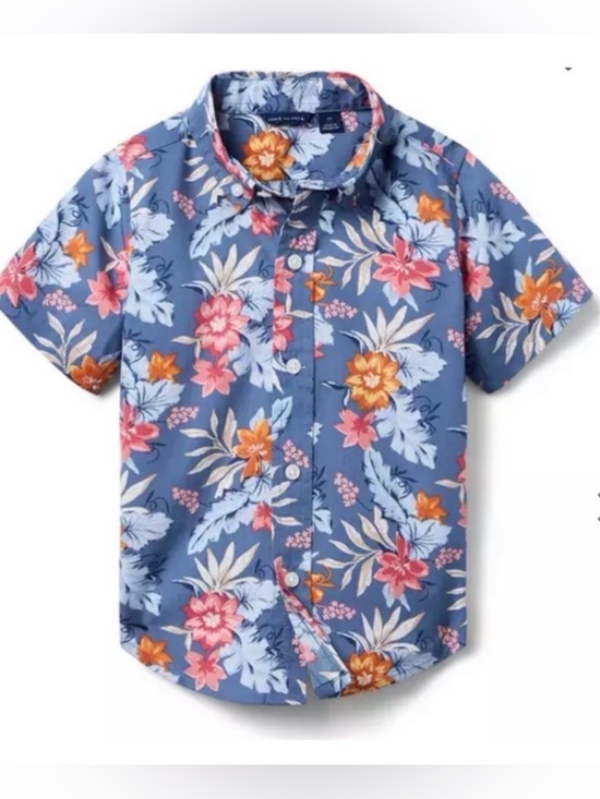 Janie and Jack Other - NWT- Janie and Jack Blue Floral Short-Sleeve Button-Down Shirt